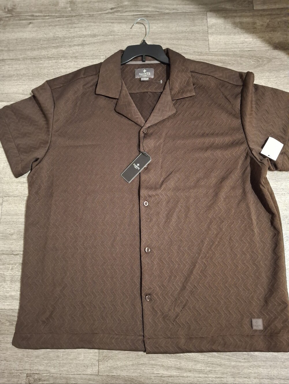 Saints Studio Men's Espresso  Short-Sleeve Button Shirt Size 2XL  NWT